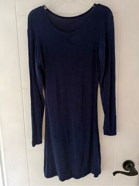Simple Long Sleeve Navy Shift Dress
